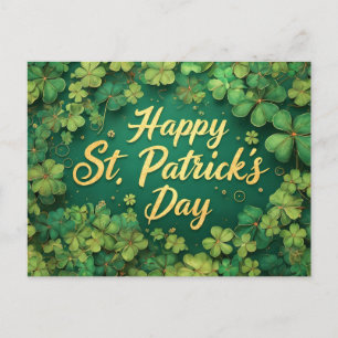 Happy St. Patrick’s Day Clover Design Postcard