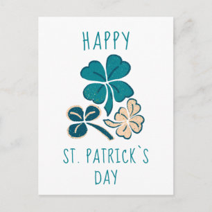 Happy St. Patrick`s day Clover Shamrock Drawing Postcard