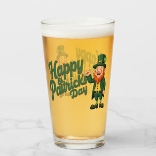 Happy St. Patrick’s Day Cute Leprechaun Glass