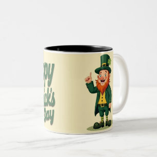 Happy St. Patrick’s Day Cute Leprechaun Two-Tone Coffee Mug
