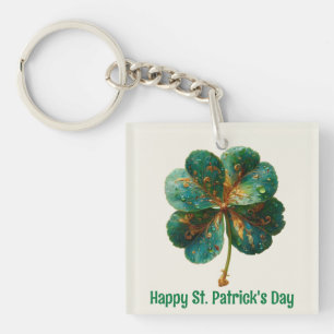 Happy St. Patrick’s Day Elegant Shamrock Key Ring
