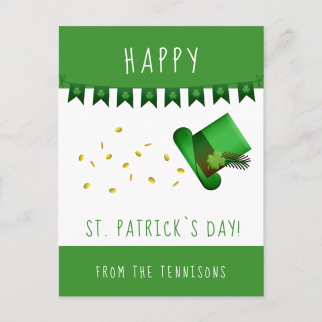 Happy St. Patrick`s day Gold and Hat Postcard (Front)