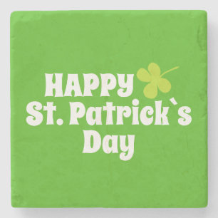 Happy St Patrick`s day Green Lucky Shamrock Stone  Coaster