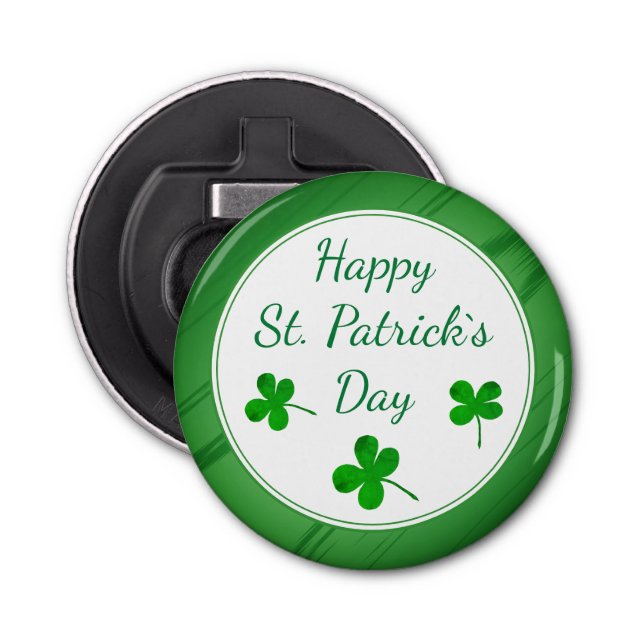 Happy St. Patrick`s Day Irish Green Shamrock Bottle Opener (Front)