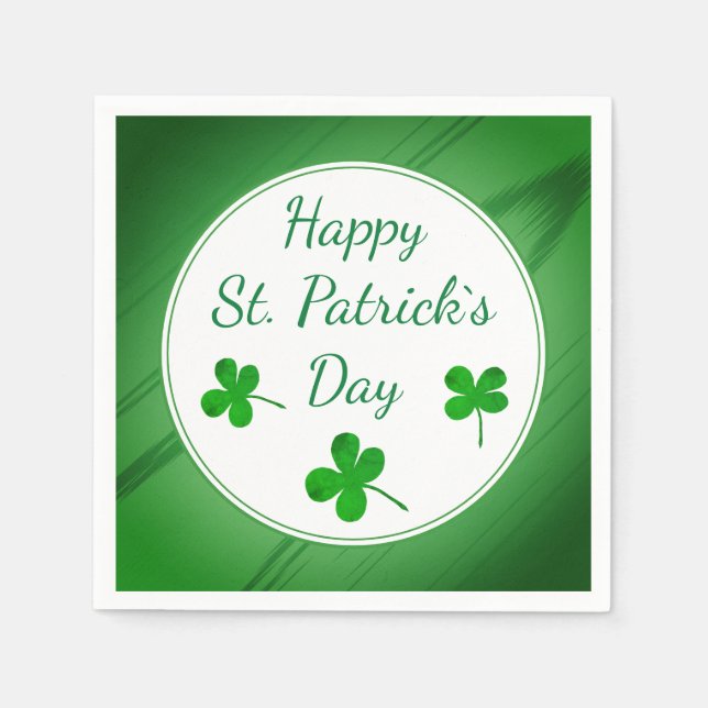 Happy St. Patrick`s Day Irish Green Shamrock Napkin (Front)