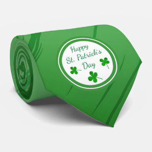 Happy St. Patrick`s Day Irish Green Shamrock Tie