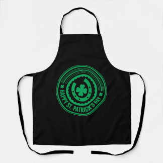 Happy St Patrick s Day Lucky Green Four Leaf Apron