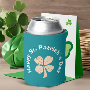 Happy St. Patrick`s Day Shamrock Clover Can Cooler