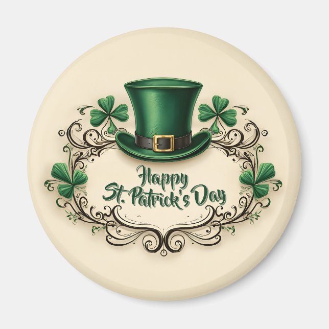 Happy St. Patrick’s Day Shamrock Design Magnet (Front)
