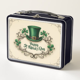 Happy St. Patrick’s Day Shamrock Design Metal Lunch Box