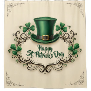 Happy St. Patrick’s Day Shamrock Design Shower Curtain
