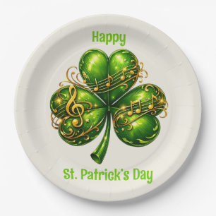 Happy St. Patrick’s Day Shamrock Music Paper Plate