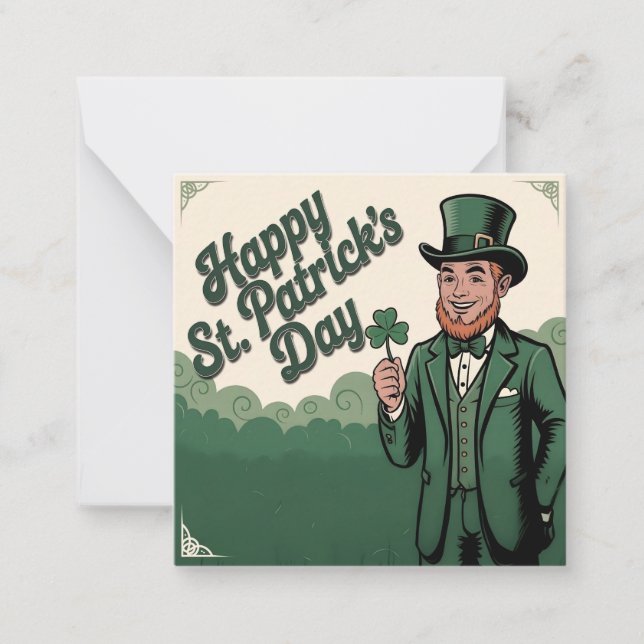 Happy St. Patrick’s Day Vintage Leprechaun Card (Front)