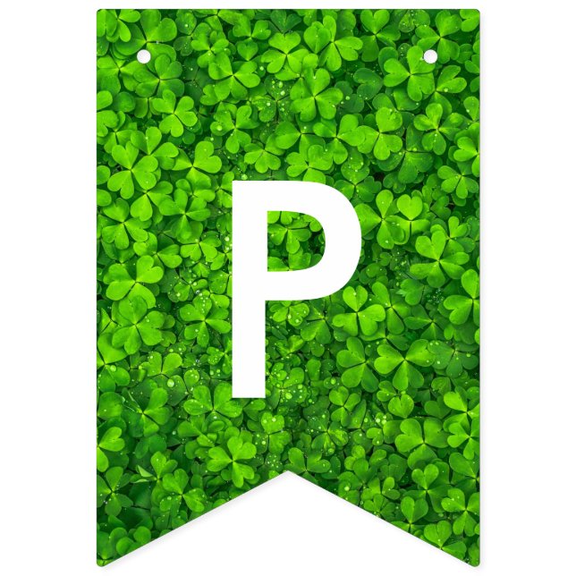 Happy St. Patrick Shamrock Clover Typography Irish Bunting (Tenth Flag)