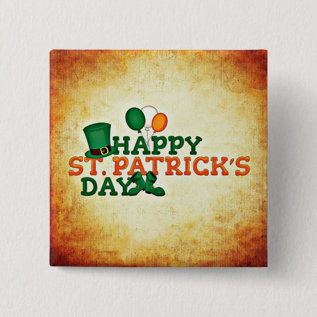 Happy St. Patrick's Day 15 Cm Square Badge (Front)