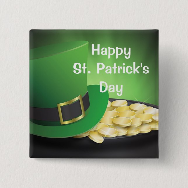 Happy St. Patrick's Day 15 Cm Square Badge (Front)