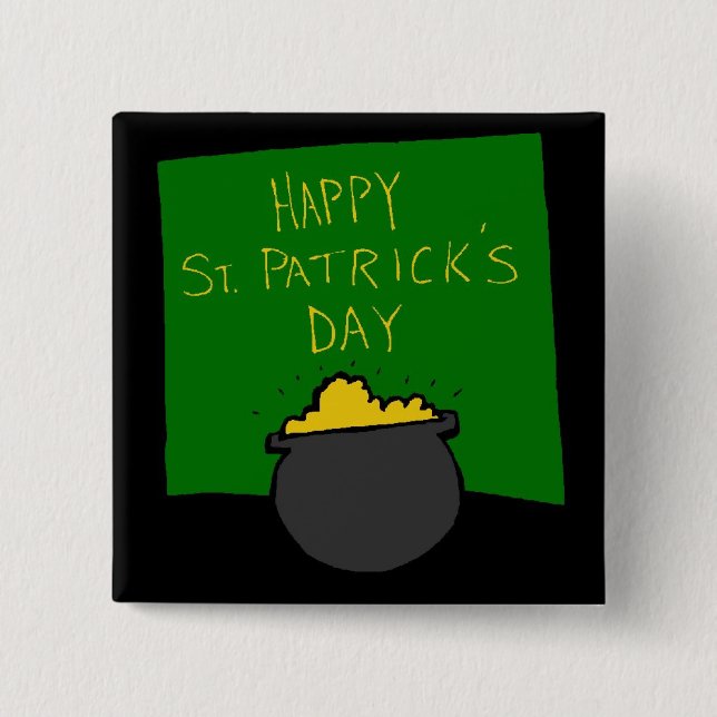 Happy St. Patrick's Day 15 Cm Square Badge (Front)