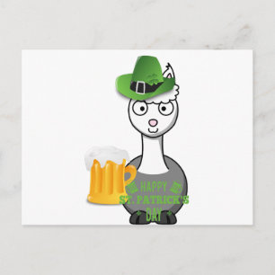 happy st patricks day alpaca postcard