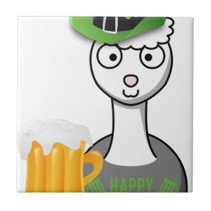 happy st patricks day alpaca tile