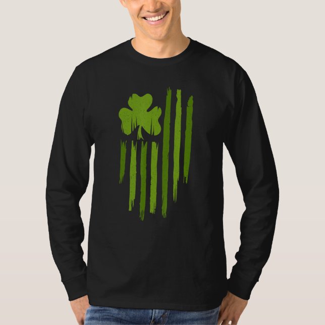 Happy St Patricks Day American Flag Usa Lucky Sham T-Shirt (Front)