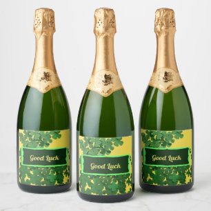 Happy St Patrick's Day and Good Luck Sparkling Wine Label