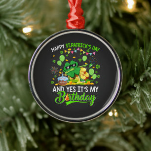 Happy St Patricks Day and My Birthday Shamrock  Metal Tree Decoration