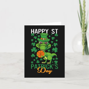 Happy St Patricks Day Basketball T-Rex Day Dino Di Card