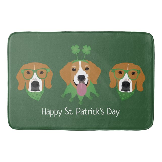 Happy St Patricks Day Beagle Dogs Bath Mat (Front)
