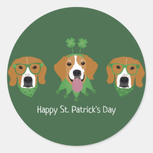 Happy St Patricks Day Beagle Dogs Classic Round Sticker