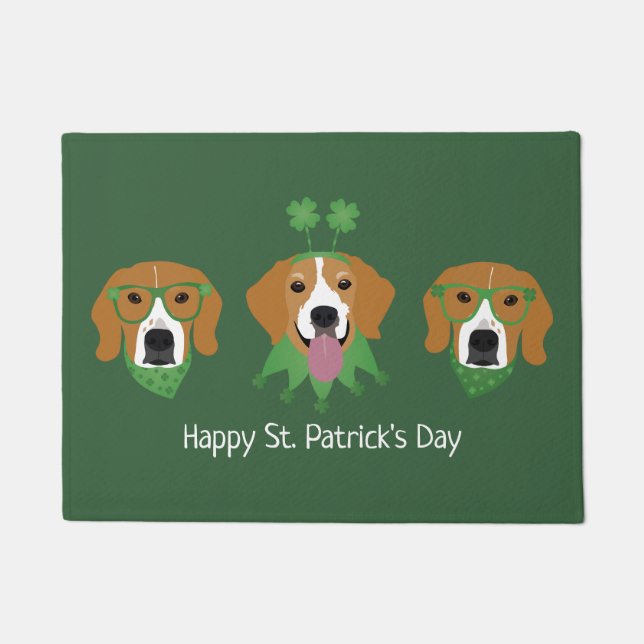Happy St Patricks Day Beagle Dogs Doormat (Front)