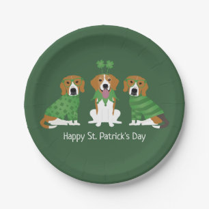 Happy St Patricks Day Beagle Dogs Paper Plate