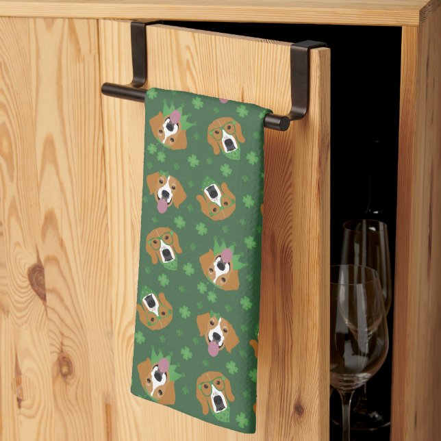 Happy St Patricks Day Beagle Dogs Tea Towel (Thirds Fold)