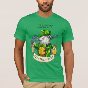 Happy St. Patrick's Day Beer Irish Cat Funny T-Shirt
