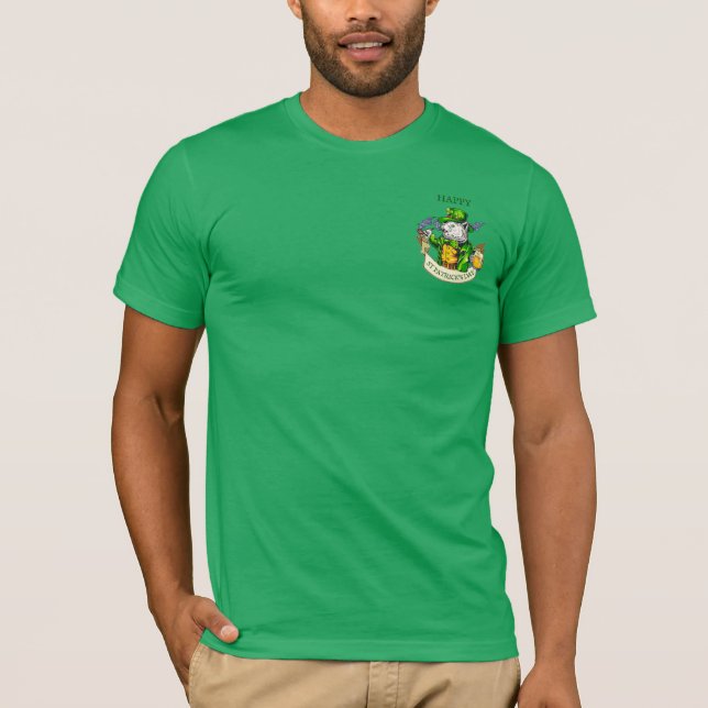 Happy St. Patrick's Day Beer Irish Cat Funny T-Shirt (Front)