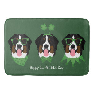 Happy St Patricks Day Bernese Mountain Dogs Bath Mat
