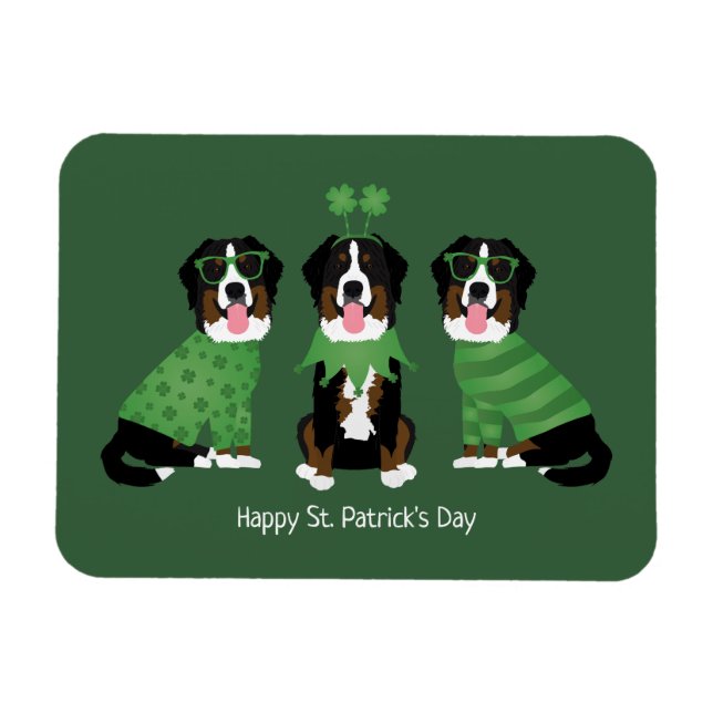 Happy St Patricks Day Bernese Mountain Dogs Magnet (Horizontal)