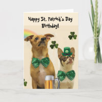 Happy St. Patrick's Day Birthday Chihuahua dogs