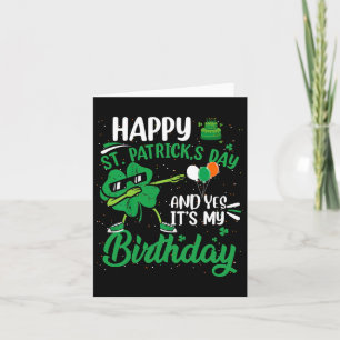 Happy St Patricks Day Birthday Party Shamrock Dab  Card
