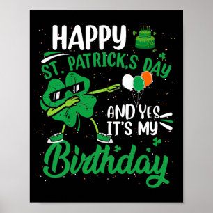 Happy St Patricks Day Birthday Party Shamrock Dab Poster