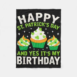 Happy St Patricks Day Birthday Saint Paddys Women  Fleece Blanket
