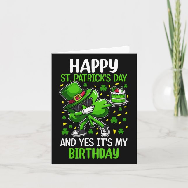 Happy St Patricks Day Birthday Shamrock Dab Bday P Card (Front)