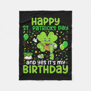 Happy St Patricks Day Birthday Shamrock Dab Bday P Fleece Blanket