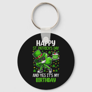 Happy St Patricks Day Birthday Shamrock Dab Bday P Key Ring