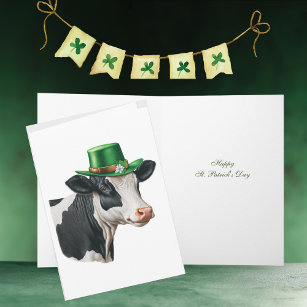 Happy St. Patrick's Day Black and White Cow Card