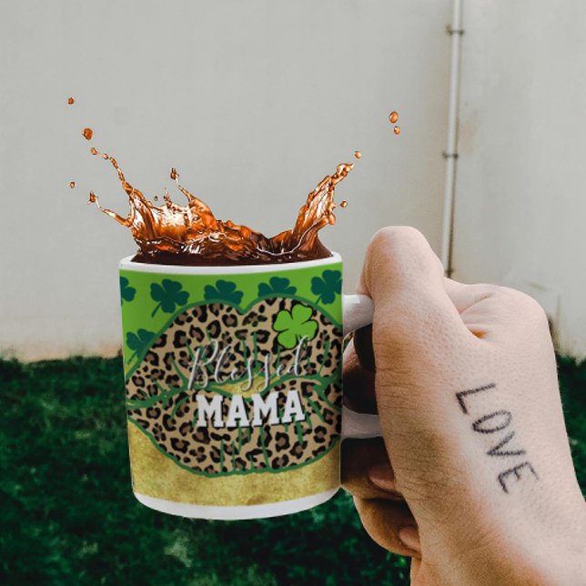 Happy St Patricks Day Blessed Mum Mama Lips Coffee Mug (Creator Uploaded)