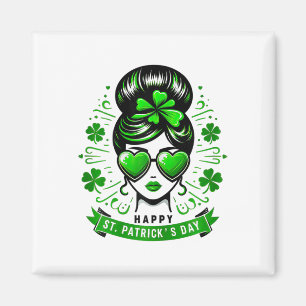 Happy St Patricks Day Bun Saint Paddys Girls Kids Magnet