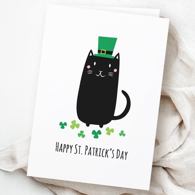 Happy St. Patrick's day card with black cat (Happy St. Patrick's day card with black cat)