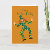 Happy St. Patrick's Day Cartoon Clown Card