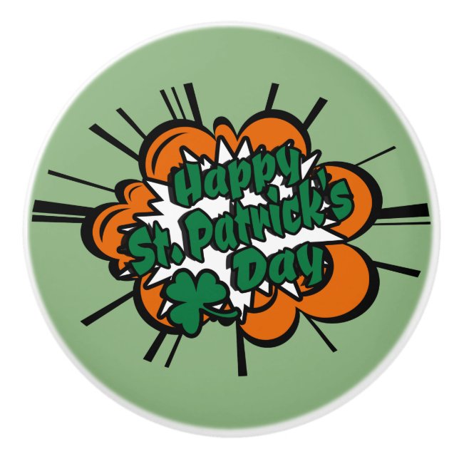Happy St. Patrick's Day Ceramic Knob (Front)