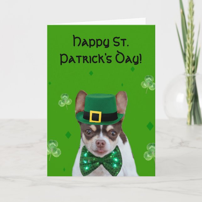 Happy St. Patrick's Day  Chihuahua greeting card (Front)